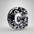 Chrome Disco ball uppercase letter G isolated on white background. 3D rendered alphabet