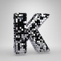 Chrome Disco ball uppercase letter K isolated on white background. 3D rendered alphabet