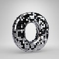 Chrome Disco ball uppercase letter O isolated on white background. 3D rendered alphabet