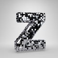 Chrome Disco ball uppercase letter Z isolated on white background. 3D rendered alphabet