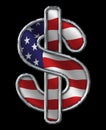 Chrome Dollar Sign with Flag on black