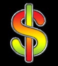 Chrome Dollar Sign with Red to Lime gradient on black