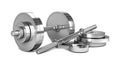 chrome dumbbell isolated on a white background. 3d render. 3d illustration