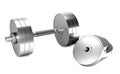 chrome dumbbell on a white background. 3d render. 3d illustration