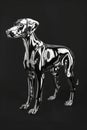 Chrome effect animal on isolated background, stunning metallic finish enhances beauty of wildlife imagery, creating