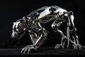 Chrome effect animal on isolated background, stunning metallic finish enhances beauty of wildlife imagery, creating