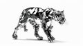 Chrome effect animal on isolated background, stunning metallic finish enhances beauty of wildlife imagery, creating