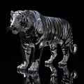 Chrome effect animal on isolated background, stunning metallic finish enhances beauty of wildlife imagery, creating