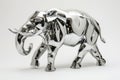 Chrome effect animal on isolated background, stunning metallic finish enhances beauty of wildlife imagery, creating