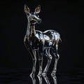 Chrome effect animal on isolated background, stunning metallic finish enhances beauty of wildlife imagery, creating