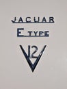 Classic Jaguar E-Type V12 brand logo Royalty Free Stock Photo