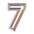 Chrome font with colorful reflections Number 7 SEVEN 3D