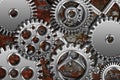 Chrome Gears on Grunge Texture Background Royalty Free Stock Photo