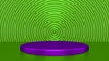 Chrome glossy Green Purple podium and abstract geometry background. Round podium, pedestal, platform for cosmetic product