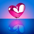 Chrome heart on Blue Background