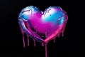 Chrome heart in y2k style with holographic liquid. Trendy Valentine's Day card. Generated AI.
