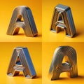 Chrome letter A on yellow background