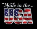 Chrome Made in the USA with Flag on black Royalty Free Stock Photo