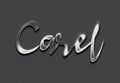 Chrome metal 3D name design of Carel on grey background. Royalty Free Stock Photo