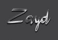 Chrome metal 3D name design of Zayd on grey background. Royalty Free Stock Photo