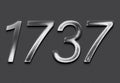 Chrome metal 3D number design of 1737 on grey background. Royalty Free Stock Photo