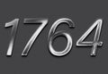 Chrome metal 3D number design of 1764 on grey background. Royalty Free Stock Photo