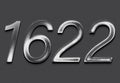 Chrome metal 3D number design of 1622 on grey background. Royalty Free Stock Photo