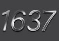 Chrome metal 3D number design of 1637 on grey background. Royalty Free Stock Photo