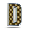 Chrome metal orange dotted font Letter D 3D Royalty Free Stock Photo