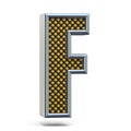 Chrome metal orange dotted font Letter F 3D Royalty Free Stock Photo