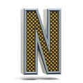 Chrome metal orange dotted font Letter N 3D