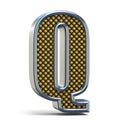 Chrome metal orange dotted font Letter Q 3D Royalty Free Stock Photo