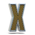 Chrome metal orange dotted font Letter X 3D