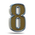 Chrome metal orange dotted font Number EIGHT 8 3D Royalty Free Stock Photo