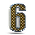 Chrome metal orange dotted font Number SIX 6 3D Royalty Free Stock Photo