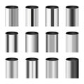 Chrome metal polished gradients corresponding to cylinder pipe vector set Royalty Free Stock Photo