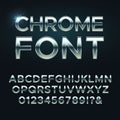 Chrome metal vector font. Steel metallic alphabet letters