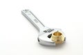 A chrome metal wrench