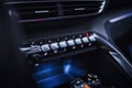 Car Interior: Chrome Metallic Button Controls Royalty Free Stock Photo
