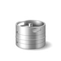 Chrome metallic cider keg barrel. Template small aluminum keg for delivery to pub and storage