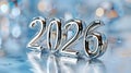 2026 chrome numbers reflecting new year celebration Royalty Free Stock Photo