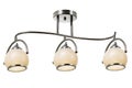 Chrome plated three-lamp ceiling lamp with matt white shades