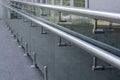Chrome railing outside the building Royalty Free Stock Photo