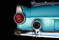 Chrome rear tail lights, bumber and exhaust of convertable aqua Royalty Free Stock Photo