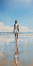 Chrome Reflections: Jonathan Walking Alone On Beach - Uhd Pictorial Dreams