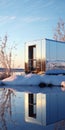 Chrome Reflections A Stunning Tiny House On Snow And Water Royalty Free Stock Photo