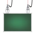 Chrome Robotic Claws with Green Chalkboard in the Frame for Your