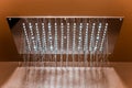 Chrome shower head with water drops Royalty Free Stock Photo