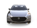 Chrome silver Mazda 3 2019 - 2022 model - front view Royalty Free Stock Photo