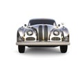 Chrome and silver restored vintage luxury car - front view Royalty Free Stock Photo